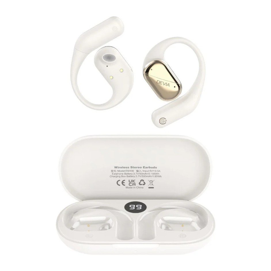 DEVIA OWS Lite1 Open Wireless Earbuds – Bluetooth 5.3, ENC Noise Reduction & 32-Hour Battery