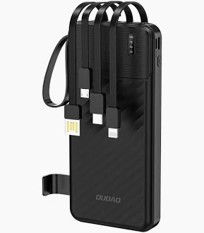 Dudao K11 Pro 20000mAh Power Bank – Built-In Cables, LED Display, Portable Fast Charging