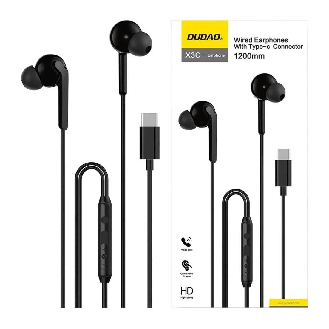 Dudao X3C+ USB-C Wired In-Ear Earphones – HD Sound with Microphone & Volume Control