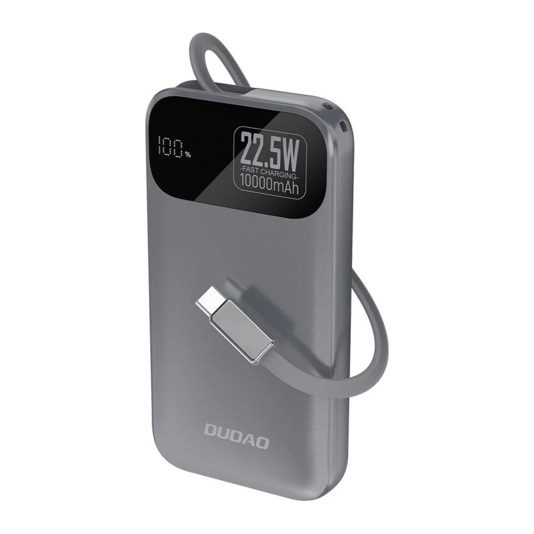 Dudao K31 10000mAh 22.5W Fast Charging Power Bank – Built-in USB-C Cable & LED Display